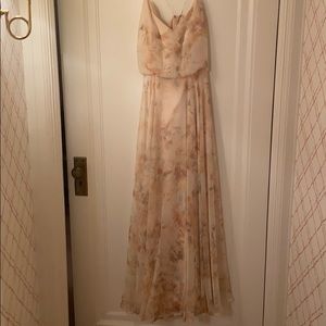 Jenny Yoo Inesse Print Chiffon V Neck Gown